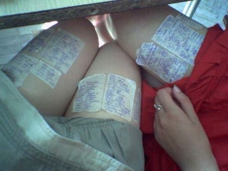Фото Шпаргалки на бедрах под юбкой из раздела  /