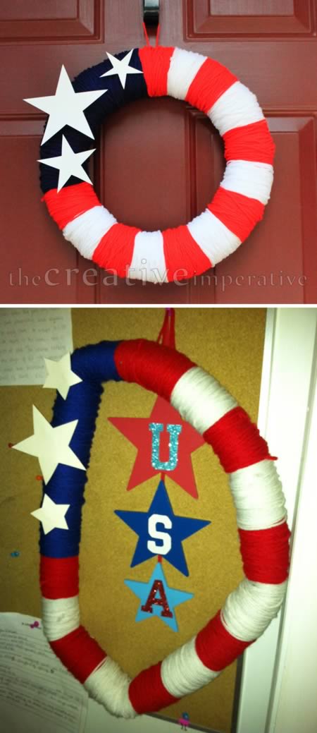 Фото Венок в виде американского флага из раздела  /