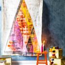 Новогодняя ёлка нарисованная на холсте